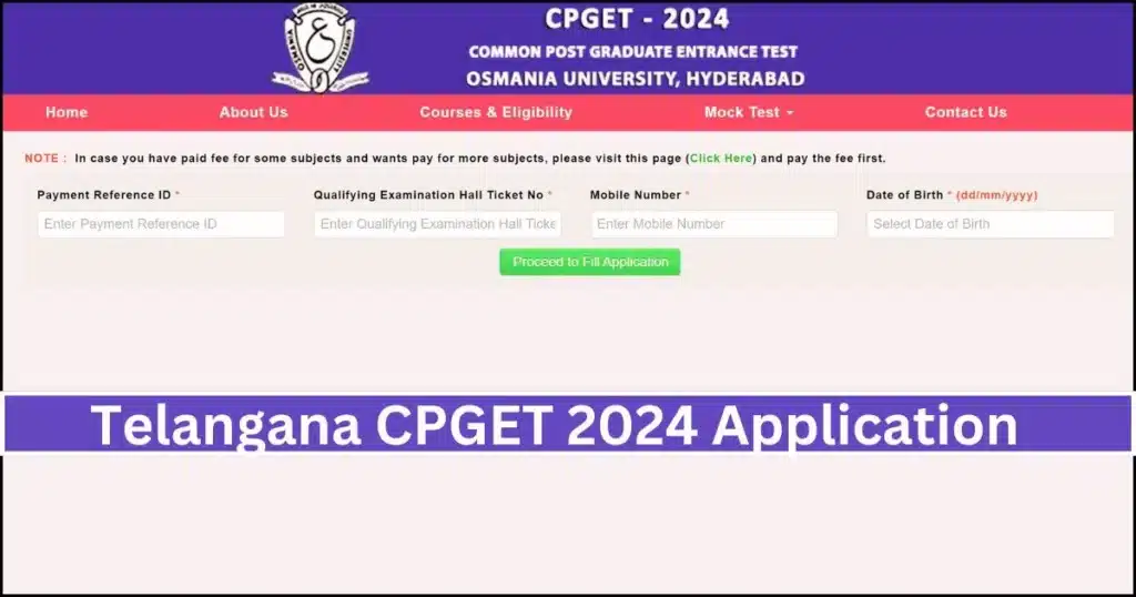 Telangana CPGET 2024 Application